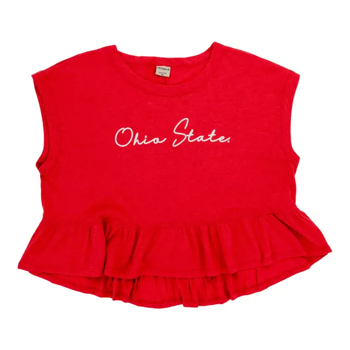 Haut péplum Ohio State Buckeyes NCAA pour femme 23 rouge
