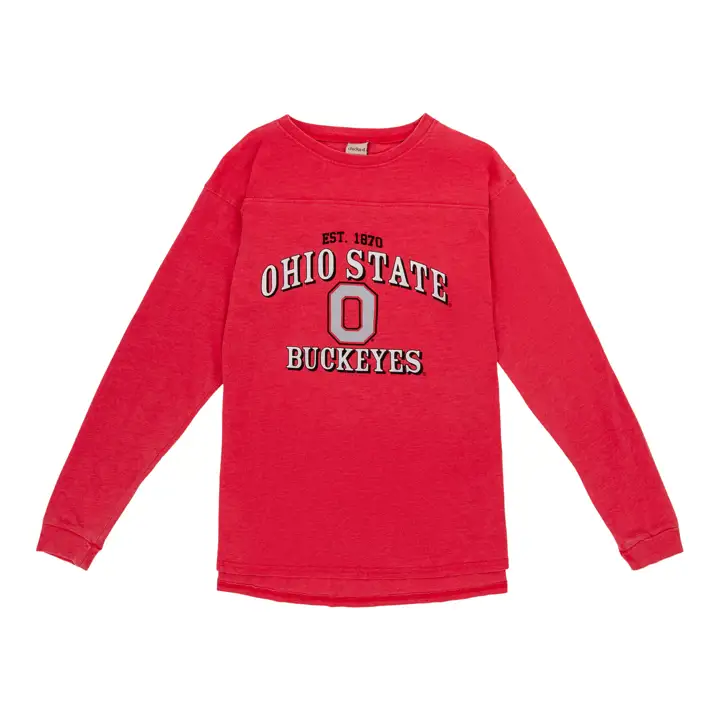 Ohio State Buckeyes NCAA Tunique à manches longues délavée pour femme 23 Re
