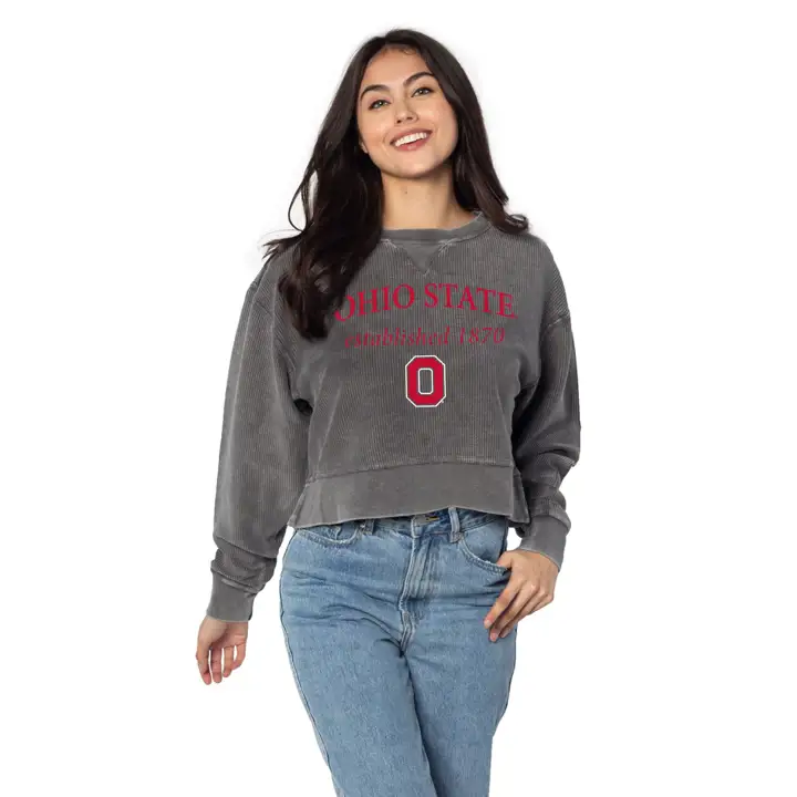 Chandail court Ohio State Buckeyes NCAA Côtelé 23 Charcoal