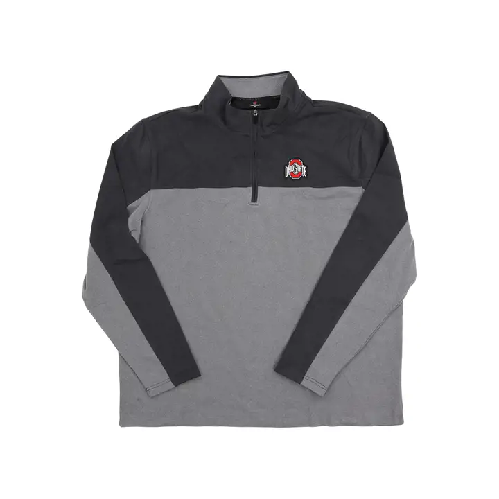 Chandail pour homme Ohio State Buckeyes NCAA quart de zip logo classique gris sur gris