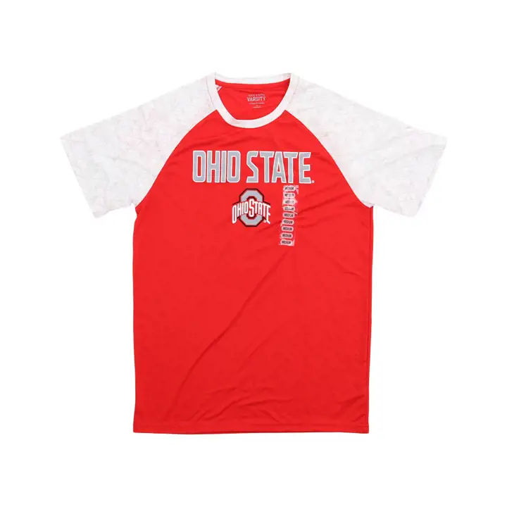 T-shirt géométrique en polyester à manches pour homme NCAA Ohio State Buckeyes