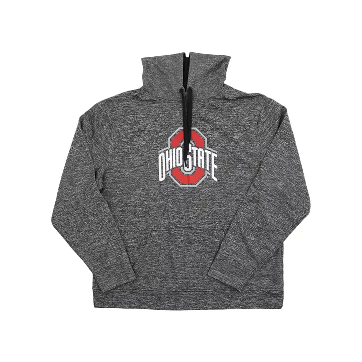 Chandail à capuchon en polyester chiné gris à grand logo des Buckeyes d'Ohio State (NCAA)
