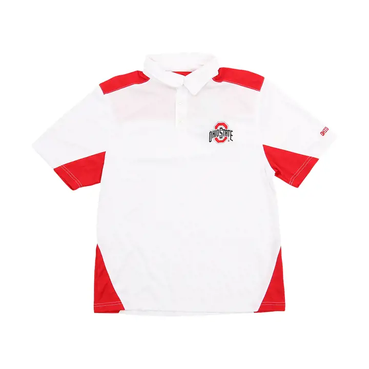 Polo homme NCAA OSU blanc avec liseré rouge et logo classique DS WHT/R