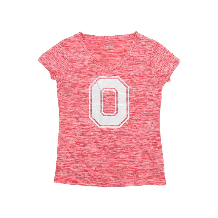 T-shirt à col en V Ohio State Buckeyes NCAA pour femme en polyester avec bloc O
