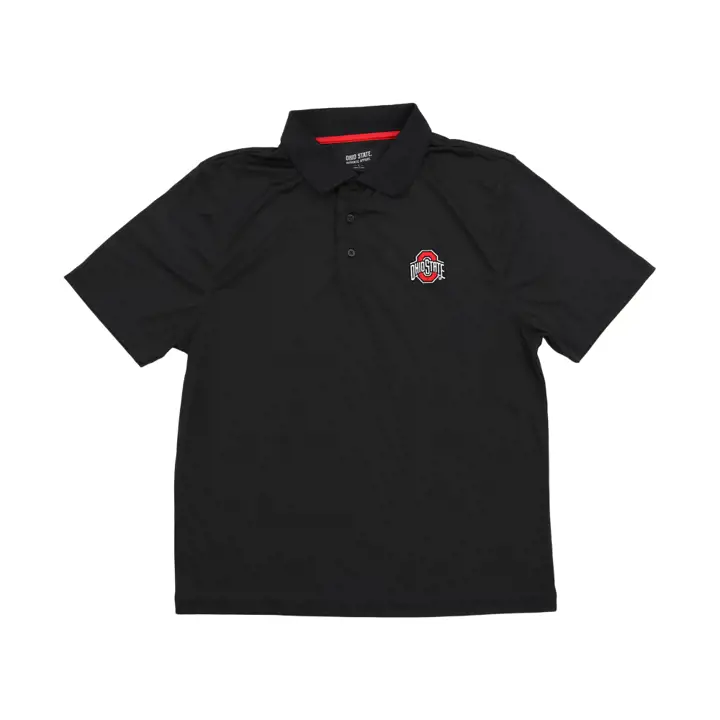 Polo Ohio State Buckeyes NCAA noir classique à logo en polyester DS BLK