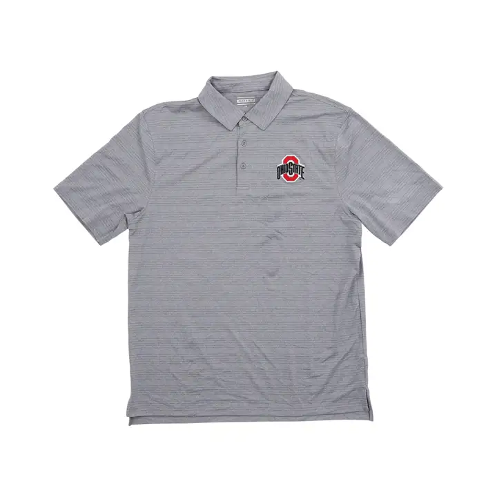 Polo Ohio State Buckeyes NCAA Gris clair doublé à logo classique