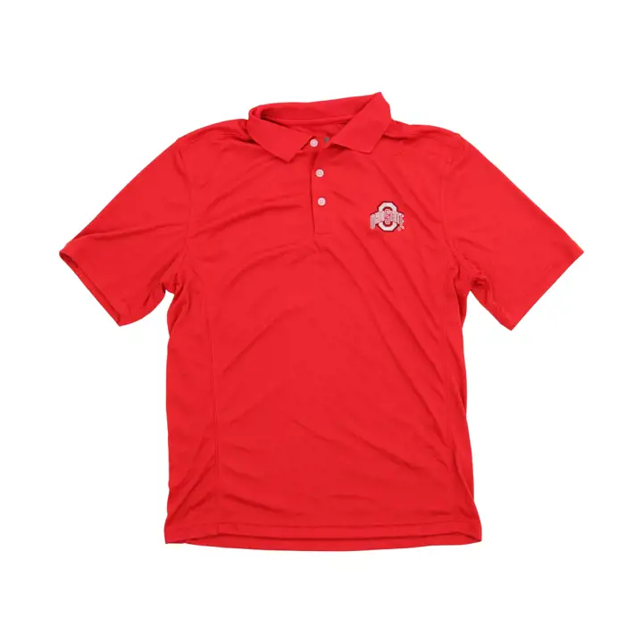 Polo Rouge NCAA Ohio State Buckeyes Boutons Transparents Logo Classique