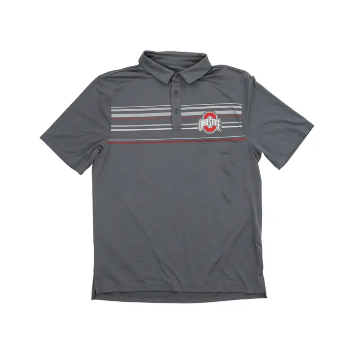 Polo à logo classique Ohio State Buckeyes NCAA Gris doublé poitrine