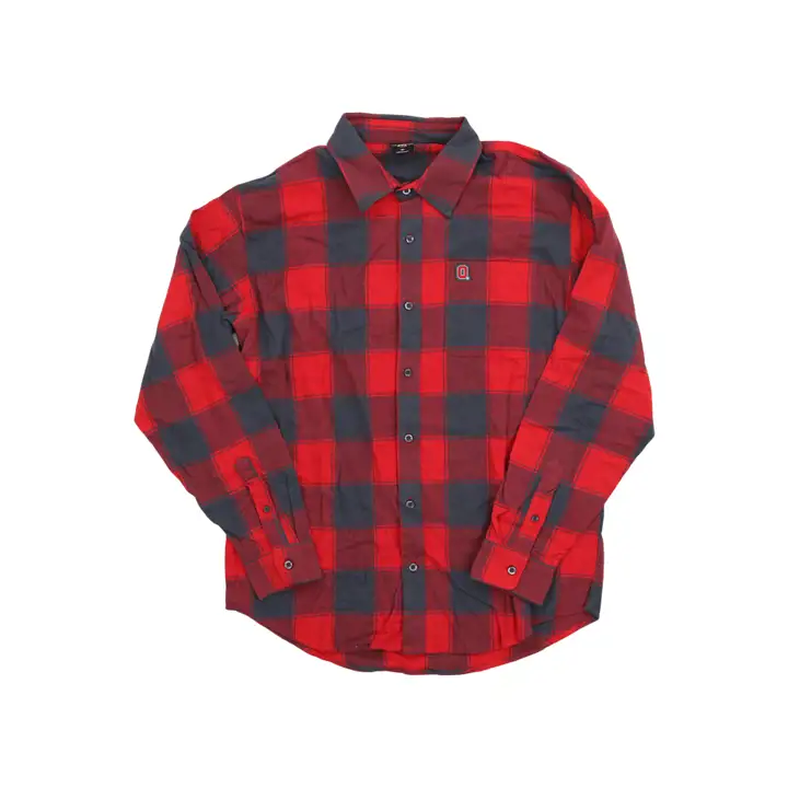Haut boutonnage OSU NCAA à carreaux rouges/gris Block O manches longues DS ROUGE/GR