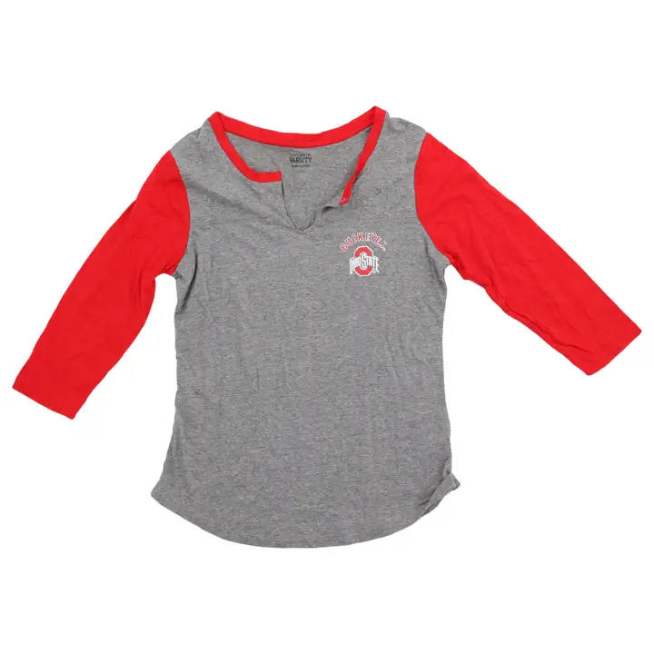 T-shirt de baseball à manches 3/4 logo classique OSU NCAA GRS/ROUGE