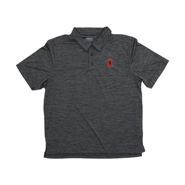 Polo Ohio State Buckeyes NCAA anthracite chiné avec logo O DS