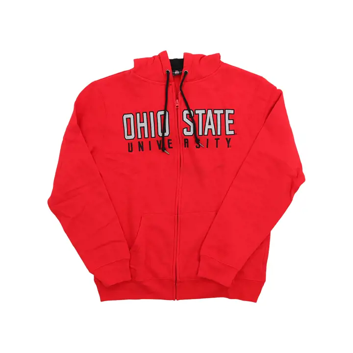 Veste zippée à capuche rouge OSU Ohio State Buckeyes NCAA NEUVE (avec étiquettes) ROUGE