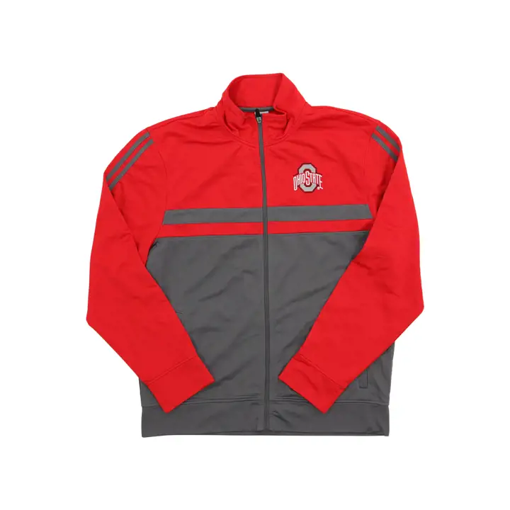 Veste zippée classique Ohio State Buckeyes NCAA rouge/grise avec logo