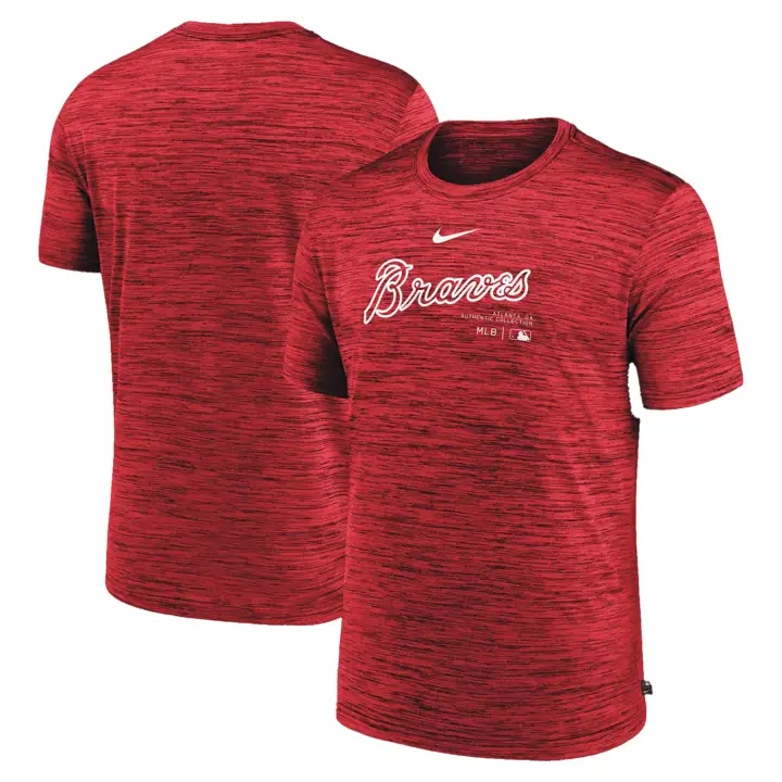 T-shirt Rouge Atlanta Braves MLB AC Practice Velocity