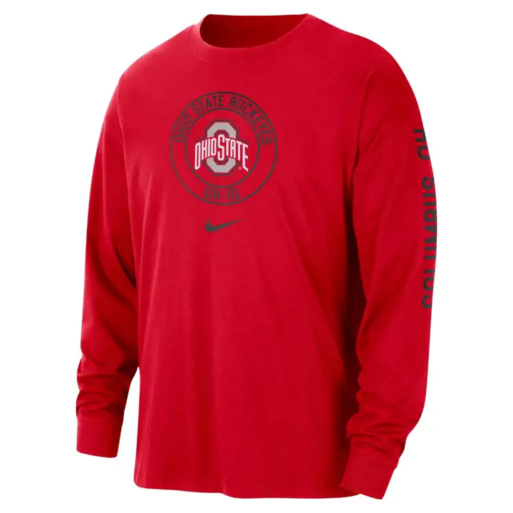 T-SHIRT MANCHES LONGUES MAX90 HERITAGE NCAA OHIO STATE BUCKEYES 24 ROUGE