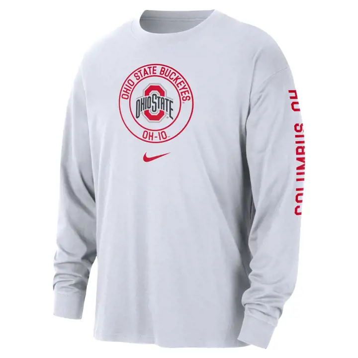 T-SHIRT MANCHES LONGUES OHIO STATE BUCKEYES NCAA MAX90 HERITAGE 24 blanc