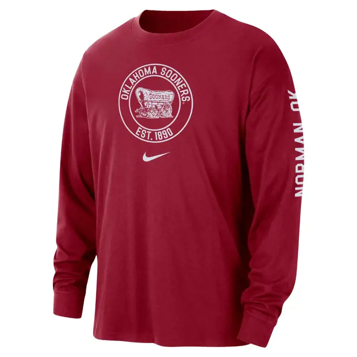 T-SHIRT MANCHES LONGUES NCAA OKLAHOMA SOONERS MAX90 HERITAGE 24 cramoisi