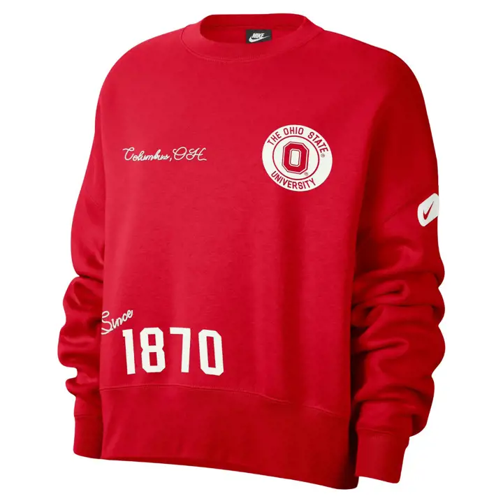 OHIO STATE BUCKEYES NCAA SWEATSHIRT FEMME CAMPUS CREW 24 rouge/blanc