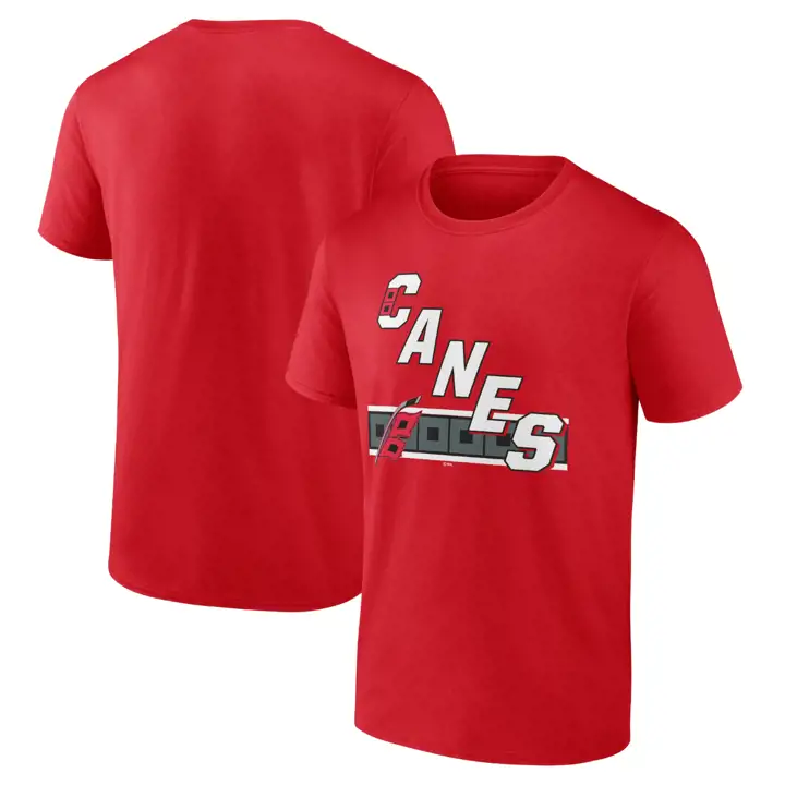 T-shirt rouge inspiré du maillot des Hurricanes de la Caroline (LNH)