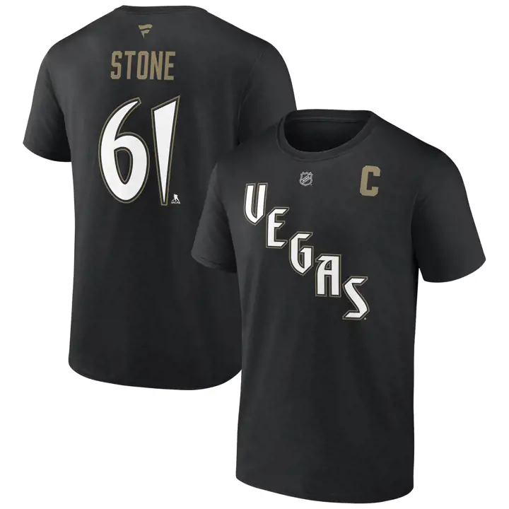 T-shirt Authentique LNH Vegas Golden Knights Stack Nom et Numéro Mark Stone