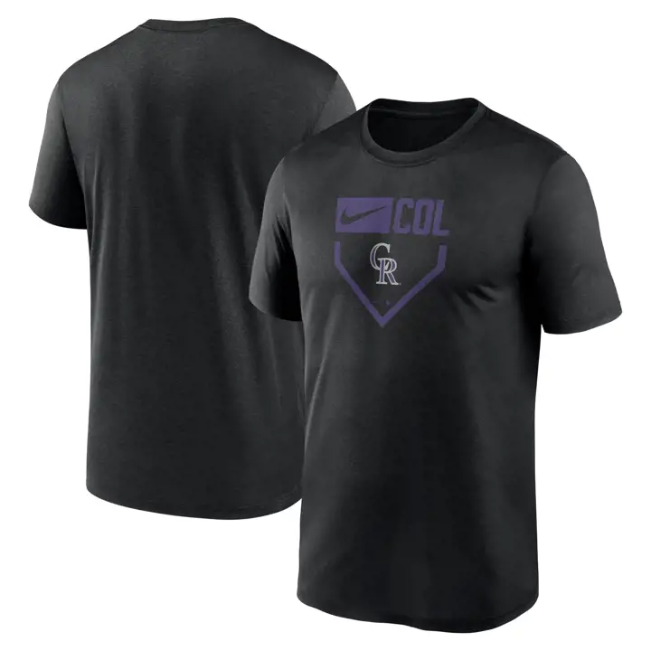 T-shirt Colorado Rockies MLB Home Plate Icon Legend NOIR