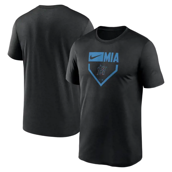T-shirt Légende Icône de Plaque de Baseball Domicile MLB Miami Marlins NOIR