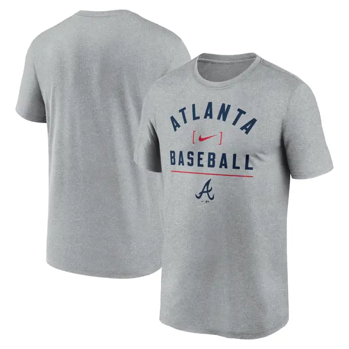 T-shirt empilé légende de baseball MLB des Braves d'Atlanta GRY