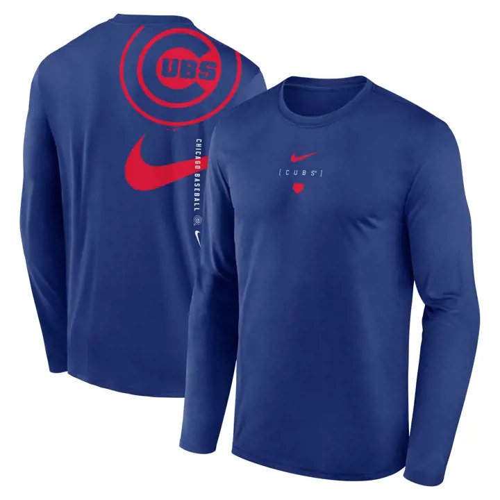 T-shirt à manches longues Swoosh Back Legend MLB des Chicago Cubs rbl