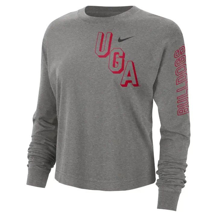 GEORGIA BULLDOGS NCAA FEMME COL ROND AMPLE MANCHES LONGUES 24 GRIS FONCÉ