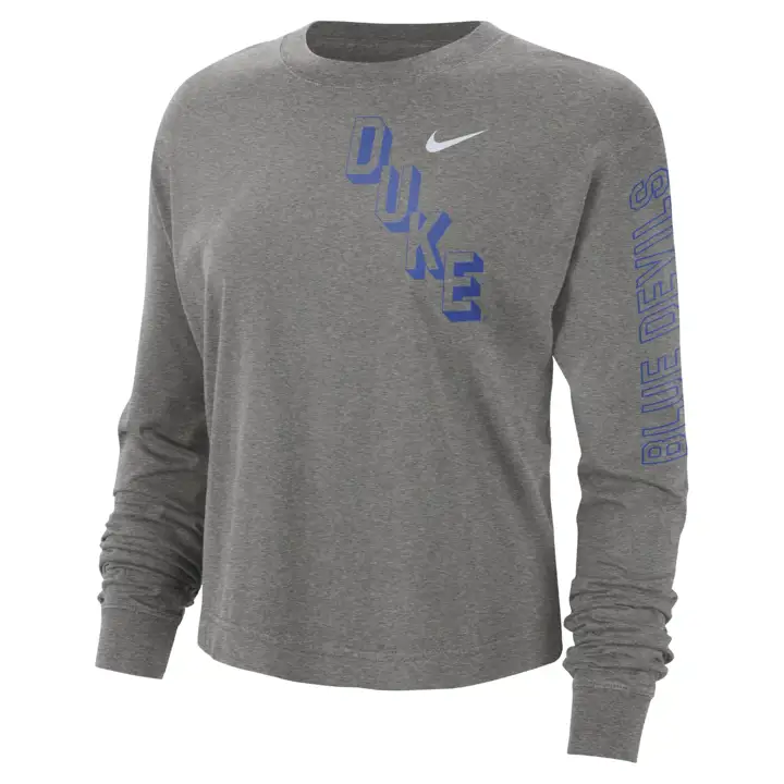DUKE BLUE DEVILS NCAA FEMME CHANDAIL MANCHES LONGUES COUPE BOÎTE 24 GRIS FONCÉ