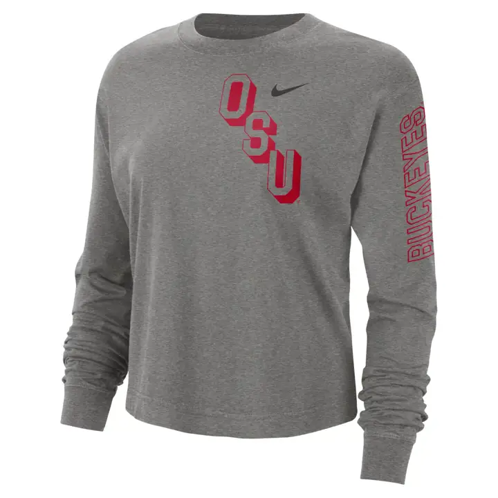 OHIO STATE BUCKEYES NCAA FEMMES LS RAS-DU-COU AMPLE 24 GRIS FONCÉ