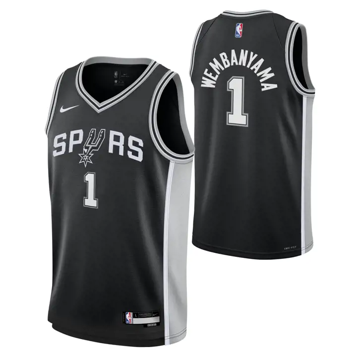Maillot Swingman Icône Jeunesse NBA SPURS Victor Wembanyama NOIR