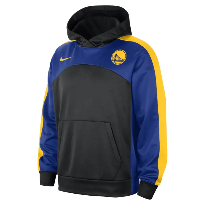 GOLDEN STATE WARRIORS NBA T-SHIRT À CAPUCHE MANCHES LONGUES Équipe noir/ bleu royal/ jaune
