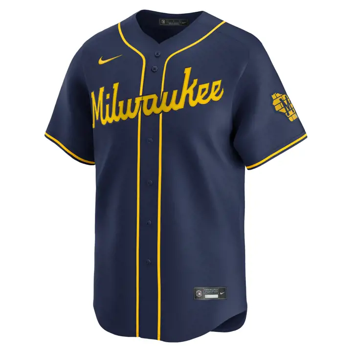 Maillot vierge limité Nike MLB des Milwaukee Brewers BLEU MARINE