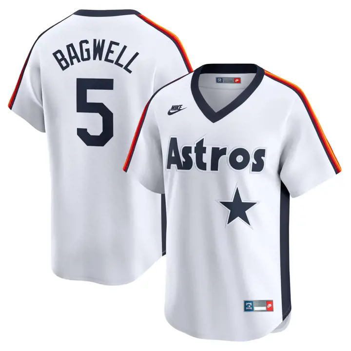 Astros MLB Nike Coop Maillot Joueur Édition Limitée Jeff Bagwell BLC/