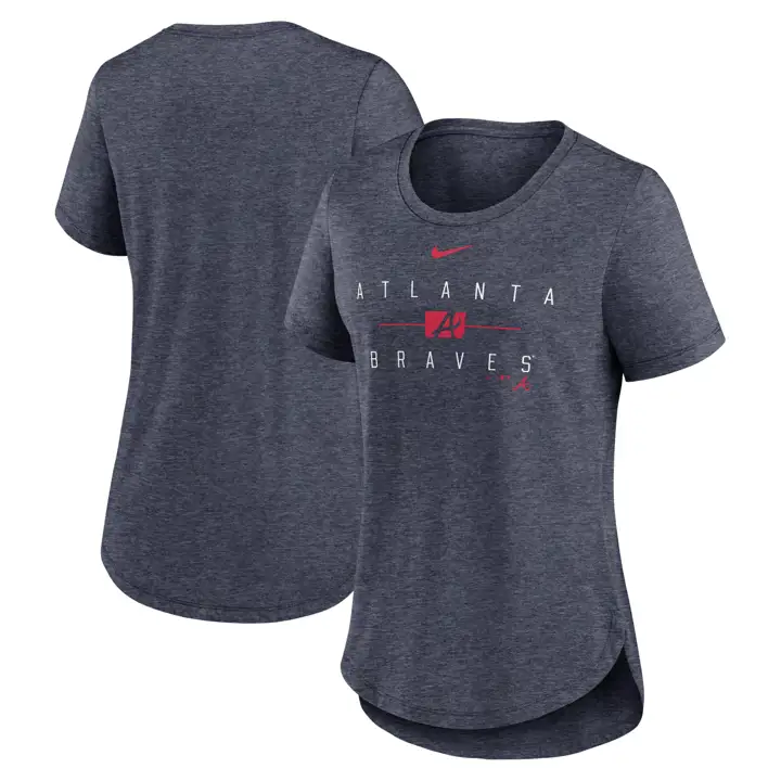 T-shirt triblend Nike Team Stack pour femme MLB Atlanta Braves 24 N