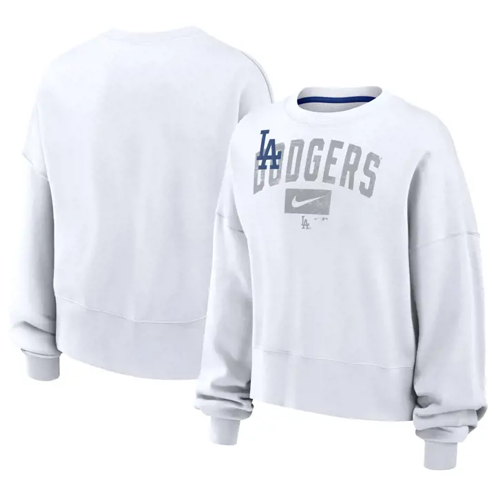 Molleton ras du cou Nike pour femme des Dodgers de Los Angeles MLB 24 BLANC