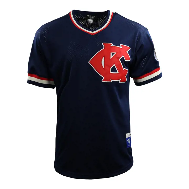 Maillot de joueur en maille col en V réplique des Monarchs NL Jackie Robinson