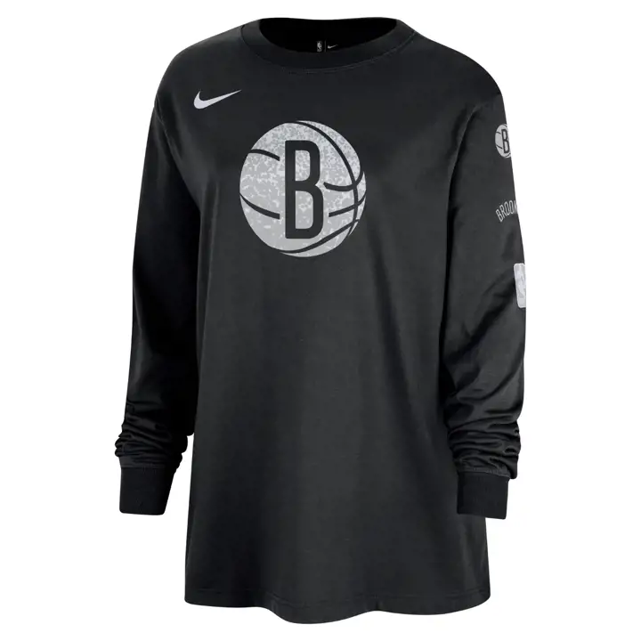 Brooklyn Nets NBA T-shirt Femme Nike ES ML BF CC 24 noir