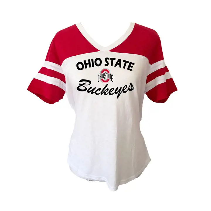 T-shirt Col Rond Femme Slub Colorblock NCAA Ohio State Buckeyes 23