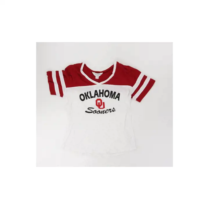 T-shirt femme Oklahoma Sooners NCAA Colorblock en tissu flammé 23 cri