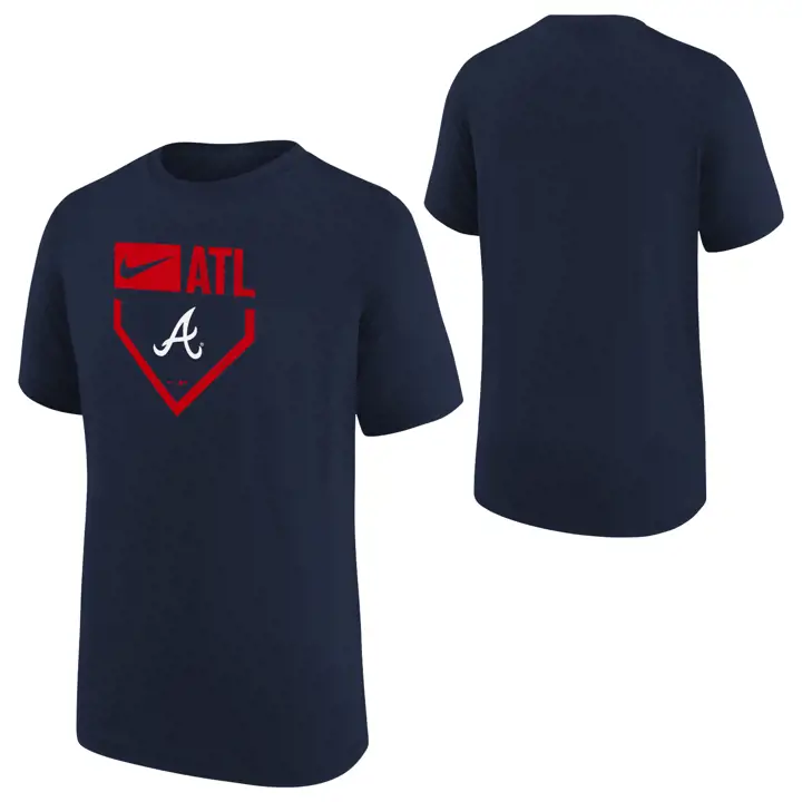 ATLANTA BRAVES MLB Youth Home Plate Icon T-Shirt NAVY