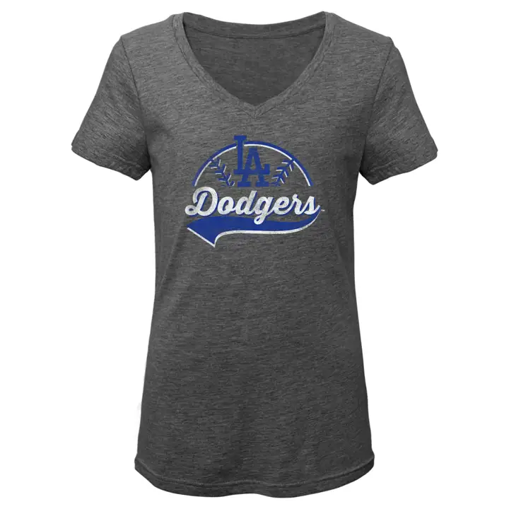 T-shirt Los Angeles Dodgers MLB Youth Girls Retro Ball GRY