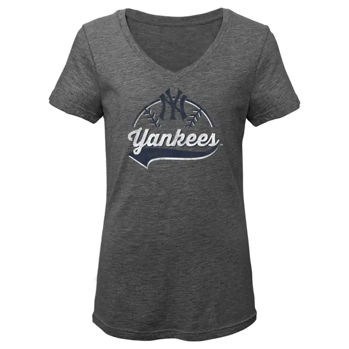 T-shirt de baseball rétro gris pour jeunes filles New York Yankees MLB