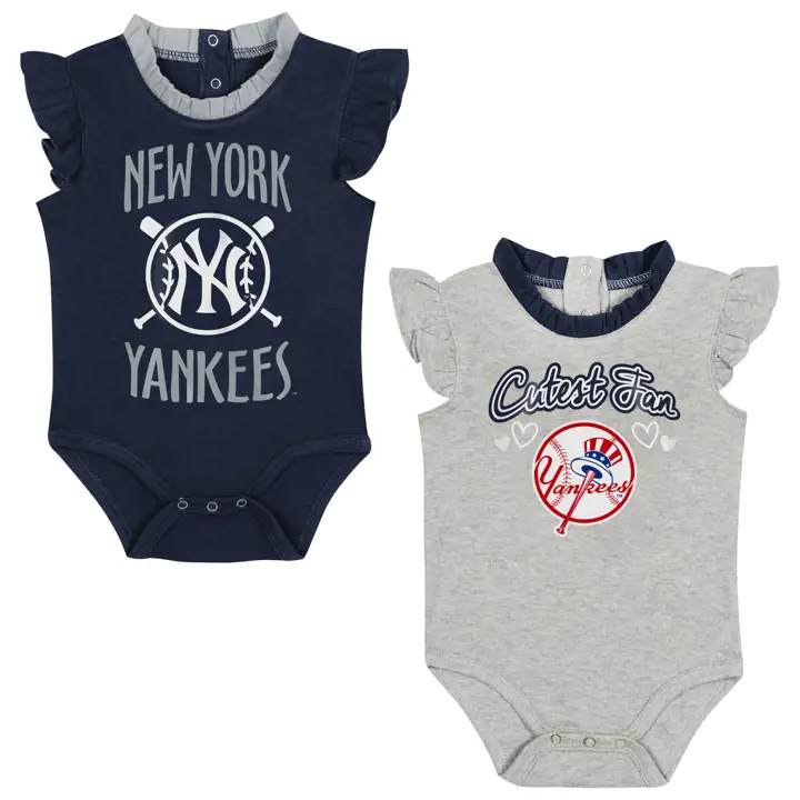 Ensemble de 2 barboteuses à volants New York Yankees MLB pour nouveau-né - Bleu marine