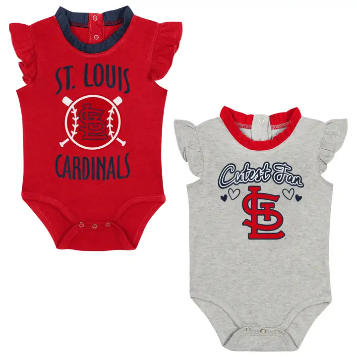 Ensemble de 2 barboteuses à volants pour nouveau-né MLB St. Louis Cardinals rouge