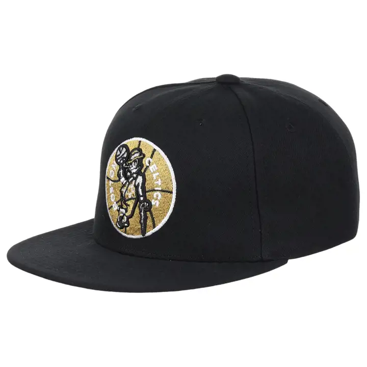 Casquette Boston Celtics NBA MN en or métallisé à visière plate, noir/noir/gris