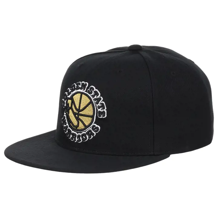 Golden State Warriors NBA MN Casquette Snapback Dorée Métallisée NOIR/NOIR/