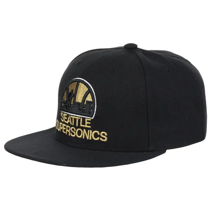 Seattle Supersonics NBA MN Casquette snapback dorée métallisée NOIR/NOIR/OR