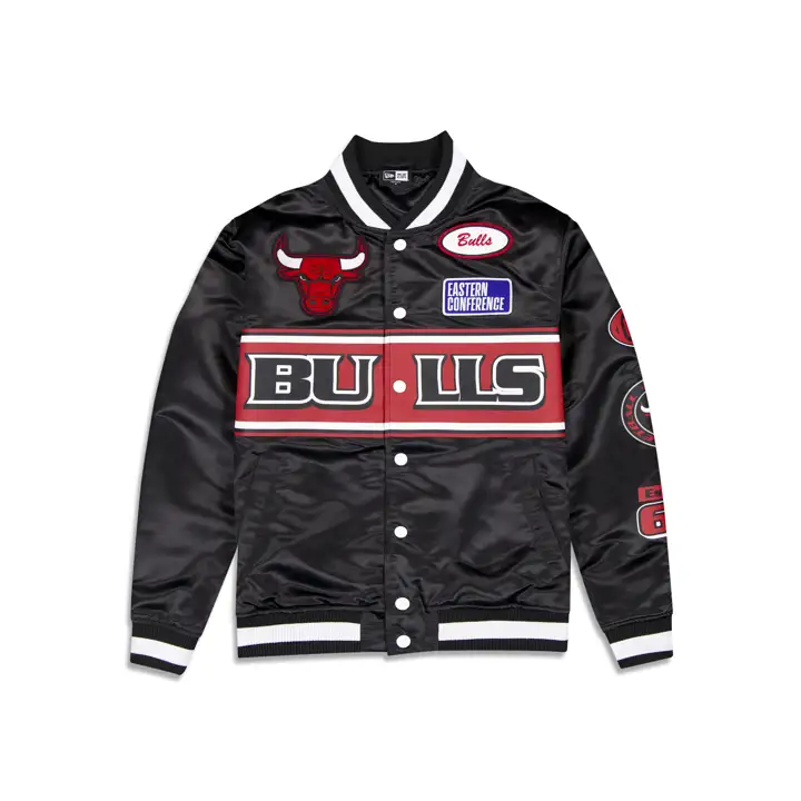 Chicago Bulls NBA Veste de course en satin noire